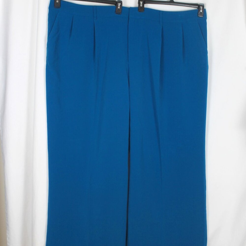 SERGIO HUDSON Peacock Blue Dress Pants Woman Size 4X Straight Leg Pleated Front